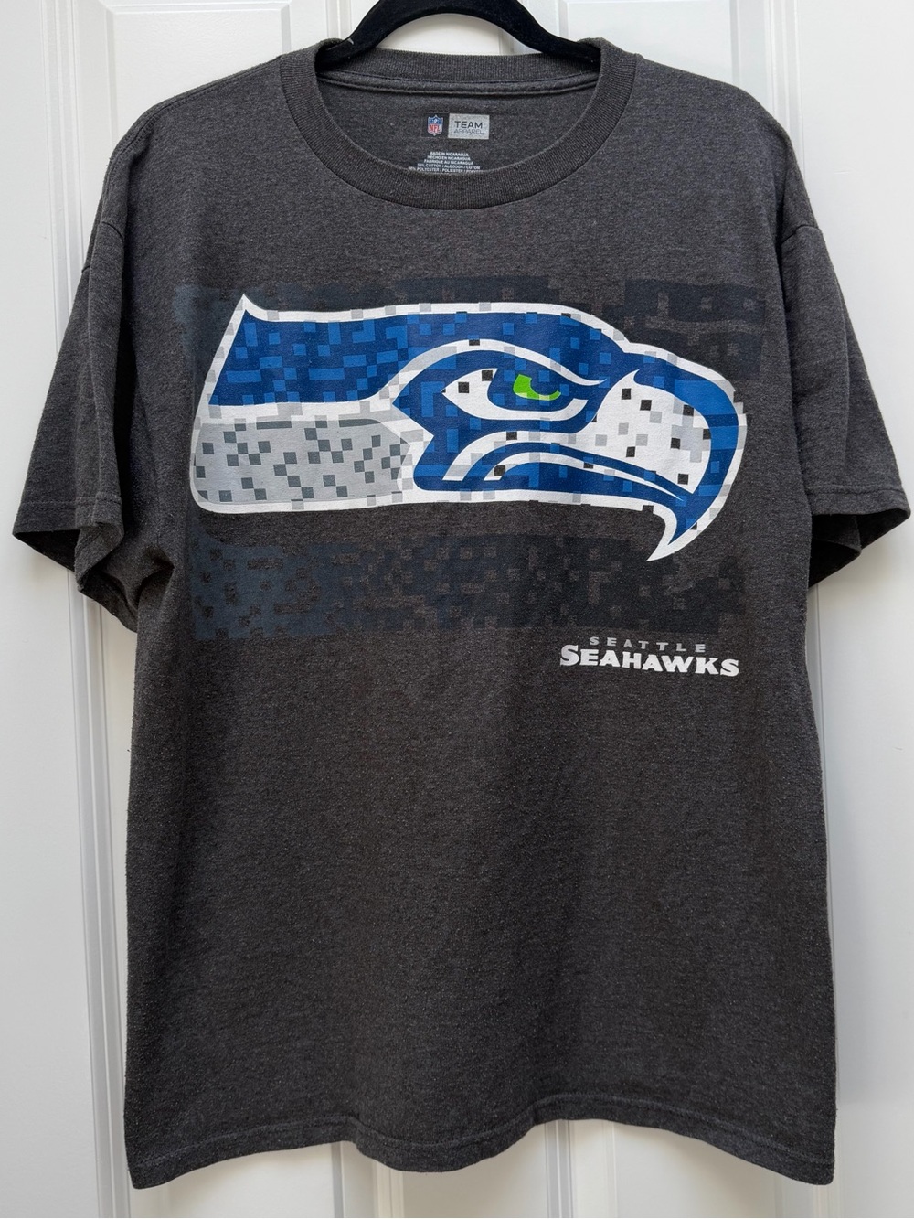 NFL SEATTLE SEAHAWKS SHORT SLEEVE GRAPHIC LOGO T SHIRT GREY LARGE